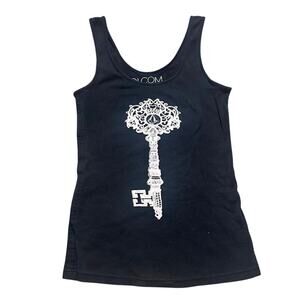 Volcom Key Y2K Scoop Neck Graphic Tank Casual Streetwear Black Women's M
